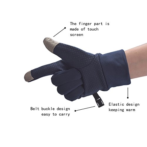 Kqpoinw Cycling Gloves Men Touchscreen Gloves Outdoor Sports High Elastic Breathable Warm Winter Gloves (Navy Blue) - Thumbnail 2