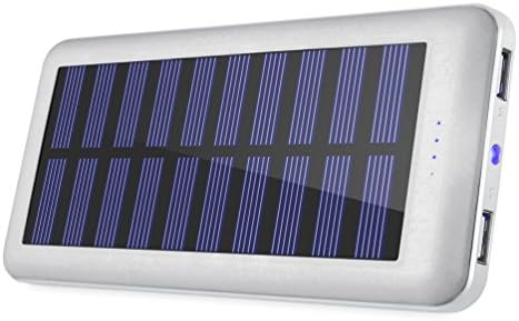 Battery Pack Solar Phone Charger Aedon 20000mAh High Capacity Dual USB Solar Cell Phone Backup Battery Charger with LED Flashlight Portable for Emergency Camping Hiking Travel Outdoors - White …