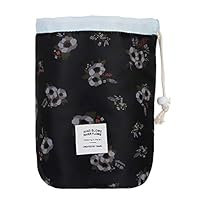 Jelord Quick Makeup Bag Large Capacity Drawstring Cosmetic Bags Waterproof Toiletry Magic Pouch for Women Girls Quick Pack Portable Zipper Travel Cosmetic Organizer (Black flower Pouch)