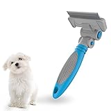 Pet Grooming Tool-ColPet Dematting Comb and Grooming Rake with Dual Sided, Adjustable Angle, Silicon Handle Safely and Easily Removes Matted Tangles and Flying Hair for Cats & Dogs, Light Blue/Blue