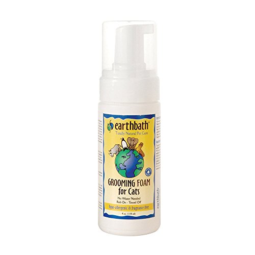 earthbath, All Natural Hypo-Allergenic Cat Grooming Foam - Fragrance Free Cat Shampoo for Allergies and Itching, Cruelty Free, No Water Needed, Rub On & Towel Off, Made in USA, Cat Supplies - 4 Oz