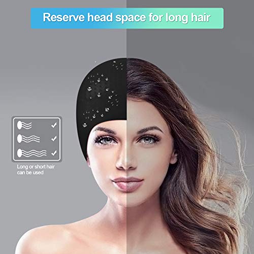 Pansonite Silicone Swim Cap-Adults Youths Men Women Inside Particle Bathing Cap for Long or Short Hair Waterproof Pool Caps with Grain Makes Your Hair Dry (Black) - Thumbnail 3
