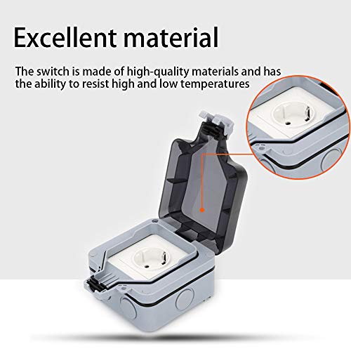 panthem Außensteckdose 1fach, Außenbereich Steckdose mit Klappdeckel, Aufputz IP66 Wasserdicht Aussensteckdose Garten… – Bild 8