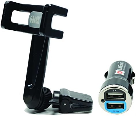 Gater EZGrip - Car Air Vent Phone Holder with Dual 2.1/1.0 Amp USB Charger Bundle with Extra Long Support Arm for iPhone & Android Phones (Black)