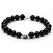 Top Plaza Unisex 8mm Agate Opalite Tiger Eye's Stone Beaded Bracelet, Healing Energy Balance Beads, 6-7 Inches (Black Agate)