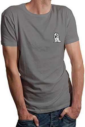 Canonon men 's Cotton Cartoon Pattern Crewneck Short Sleeve T-shirt Grey XL