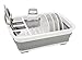 Kitchen Details Collapsible Dish Drying Rack | Space Saver | Aerated Bases Drain Holes | Plates, Bowls, Utensils Compartments | Countertop and Sink Storage | White/Grey