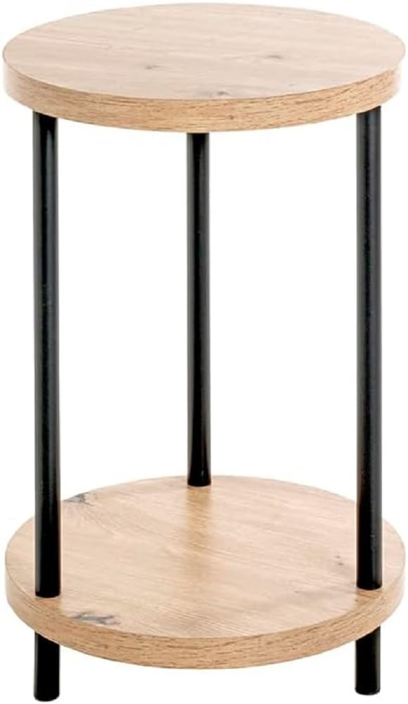 HAKU End Table light oak, black, MDF, Metal - Dim.: H 50 x Ø 30 cm, Style: Modern