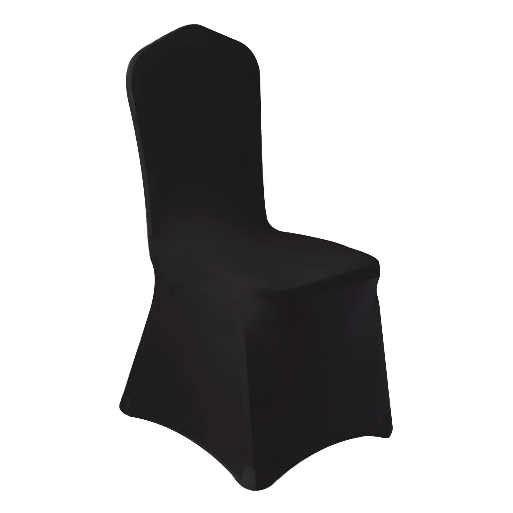 Photo 1 of 100 Pcs Black Washable Removable Universal for Wedding Party Dining Banquet Polyester Spandex Stretch Slipcovers Chair Covers