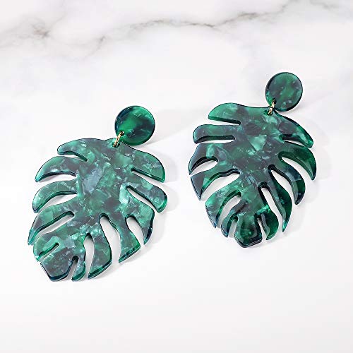 Acrylic Earrings for Women Drop Dangle Leaf Earrings Resin Minimalist Bohemian Statement Jewelry (Acrylic earrings Long Green) - Thumbnail 5