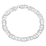 Men's 7.3mm Real 925 Sterling Silver Mariner Link Bracelet, 8
