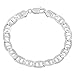 7.8mm Authentic 925 Sterling Silver Nickel-Free Beveled Mariner Chain Bracelet, 8 inches + Cleaning Cloth