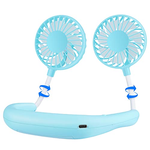 haomaomao Neck Fan Rechargeable Double Headed Rotatable