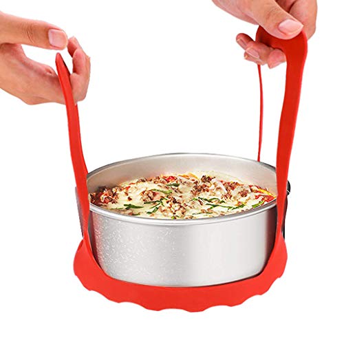 TADAMI Cooling Rack Baking, Silicone Roasting Rack Bakeware Sling Trivet Oven Baking Rack for Cooking Steam (red)