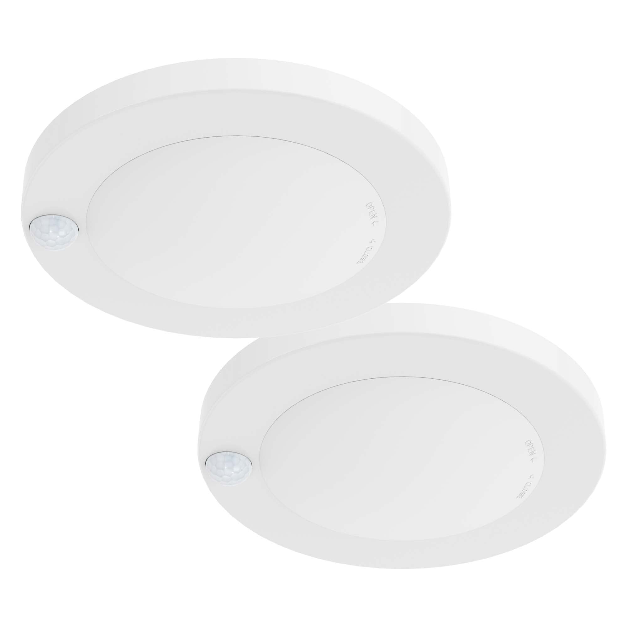 Photo 1 of ZAGO LED 6" 120 Volts Closet Light Wired, PIR Motion Sensor Ceiling Disc Light, 15W, 1100 Lumens, CRI>80, 5000K Daylight White for Closet, Laundry, Garage, Pantry, Wet Location, ETL, White, 2 Packs