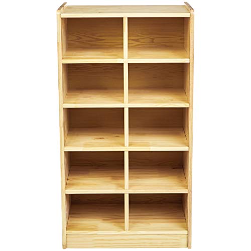 Amazon Basics Kids Vertical Storage Cubby, 10Section Organizer, Wooden