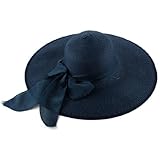 Ladies Self Tie Bowk Wide Brim Beach Wear Straw Hat