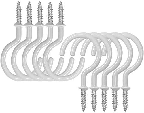 Ceiling Hook 20 Pack Cup Hooks Vinyl Coated Screw in Hanger Heavy Duty Hooks for Hanging Plants Outdoor Lights (White)