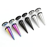 PiercingJ 3pairs 16G Stainless Steel Taper with O ring Stud Earring/ Illusion/ Fake 00G Gauge