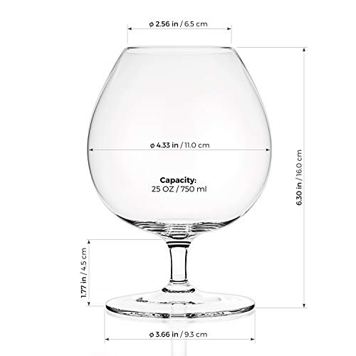 Luxbe Brandy & Cognac Crystal Glasses Snifter, Set of 4 Large