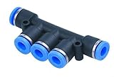 MettleAir MTKG 1/4-1/8-1PK Push to Connect Inline Reducer Manifold Union Fitting, 1/4