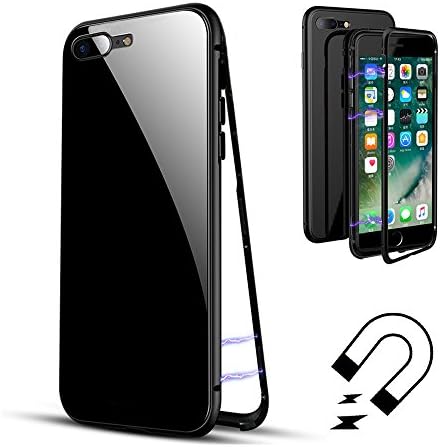 iPhone 7 plus/8 plus Case, RedHoney magnetic mobile phone case, ultra-thin magnetic adsorption metal frame tempered glass scratch-resistant non-slip surface for APPLE iphone 7 plus/8 plus