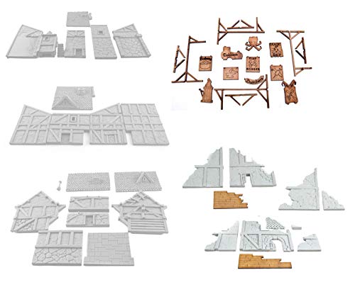 War World Gaming Fantasy Village Komplettset - 28mm Fantasie Tabletop Gelände Modell Diorama Modellbau Landschaft… – Bild 8