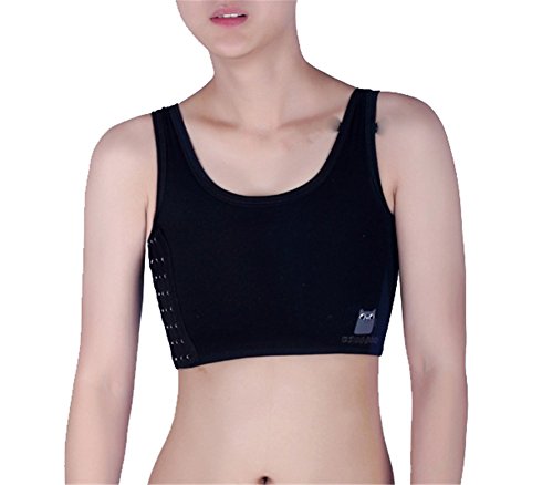 Super Flat Les Extra Large Lesbian Chest Binders Tomboy Compression Short Band (M, black) - Thumbnail 2