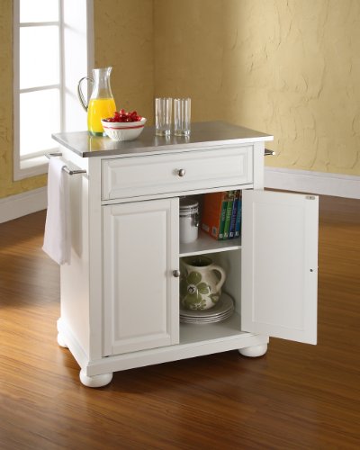 Crosley Furniture Alexandria Cuisine Kitchen Island with Stainless Steel Top - White - Thumbnail 3