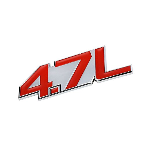 UrMarketOutlet 4.7L Red/Chrome Aluminum Alloy Auto Trunk Door Fender Bumper Badge Decal Emblem Adhesive Tape Sticker