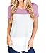 Inorin Womens Short Sleeve Round Neck Triple Color Block Striped Casual Summer T Shirts Cute Tees Tops