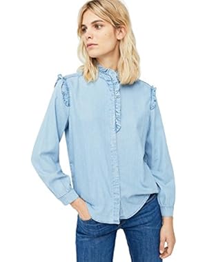 Women's Ruffled Denim Shirt!
