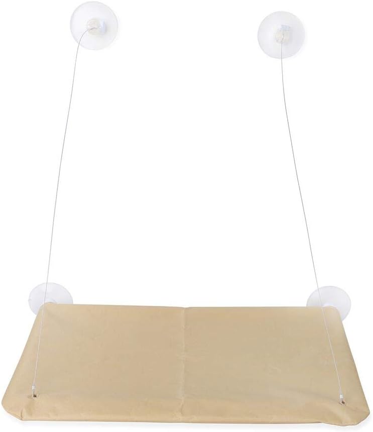 TJC Khakhi Colour Window Mounted Cat Bed in Stainless Steel Size 55.8x30.48x3.81 Cm