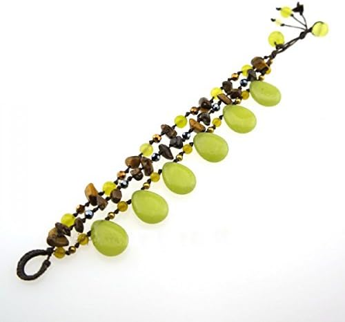 Poompuksaithan Teardrop Stone Cotton Wax Bracelet (Lemon Green)