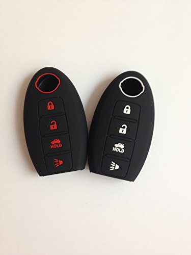 Qty(2) Replacement Protective Fob Key Case Cover Chains Bag Holder Key Jacket for Nissan Maxima Altima Gt-r Sentra Murano Leaf 4 Buttons
