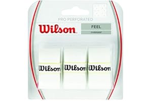 WILSON Pro Overgrip Perforated 3 Pack - White - Tennis - Badminton - Squash (White)