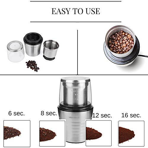 Multipurpose Grinder for Coffee Bean Electric Grinder with 2 Removable