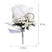 Men Wedding Boutonniere Wedding Flowers Buttonholes Accessories Groom Groomsman Prom Party Suit Decoration (8, White 7)