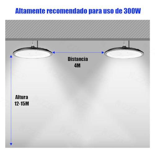 Lámpara LED Industrial UFO de Alta Bahía, 300W, Iluminación Comercial, Lámpara De Techo Jzzb LED 6500k Blanca Plafón