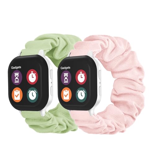 2 Pack Soft Cloth Scrunchie Band Compatible with Garmin Bounce Watch, Cute & Stretchy Solo Loop Band for Kids