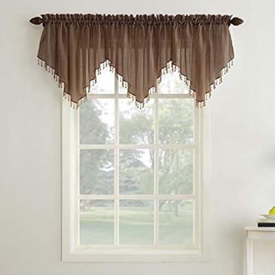 Amazon Com No 918 Erica Crushed Sheer Voile Ascot Beaded Curtain