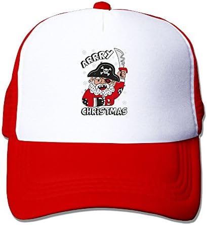 AKQQ0XXA Custom New Design Unisex-Adult Arrry Christmas Pirate Santa Buccaneer Ugly Xmas Trucker Visor Cap Red
