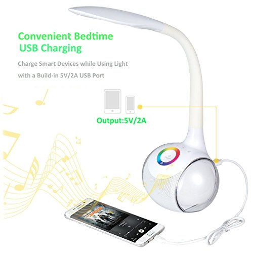 Night Light Bluetooth Speakers,WamGra Wireless Speaker Table Lamp with USB Charging Port,Touch Sensor Bedside Lamp ,Dimmable Eye Caring LED Desk Lamp,256 Color Changing Night lights for Bedroom