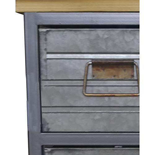 Hugh Accent Cabinet in Galvanized Gray and Rustic Brown with Eight Exposed Drawers And Solid Wood Top, by Artum Hill