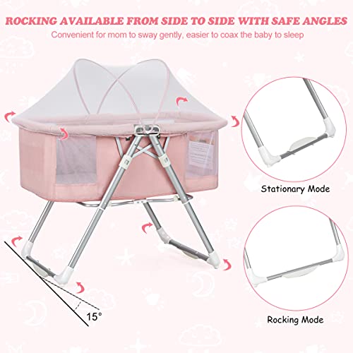 INFANS 2 in 1 Rocking for Newborn Baby, OneSecond Fold Travel