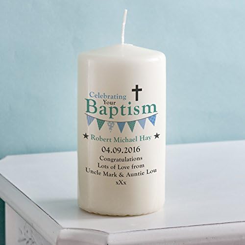 boy baptism candle