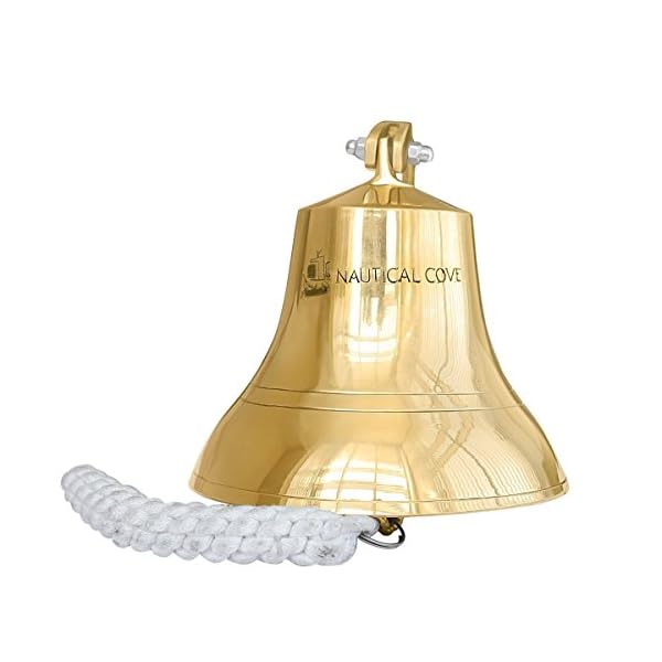 Nautical-Cove-Solid-Brass-Ships-Bell-Tall-and-Wall-Mountable-Clear-Ring-for-Indoor-and-Outdoor-Use