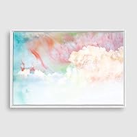 Framed Canvas Wall Art Watercolor Cloud Canvas Prints Home Artwork Decoration for Living Room,Bedroom - 16x24 inches