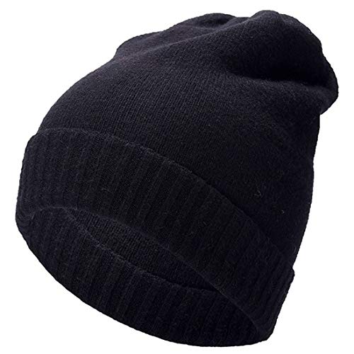 Kvvdi Mens Premium Winter Wool Hats Caps Beanies for Men and Women Toboggan Hat - Black