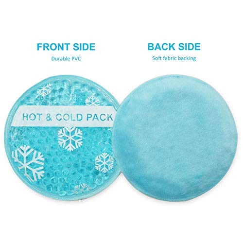 OLESILK Small Hot Cold 6 Packs, Reusable Round Gel Beads Ice Pack with Cloth Backing, Hot and Cold Therapy for Breastfeed Injury, Kids Pain Relief, Headache, Tired Eyes, Wisdom Teeth, Sinus Relief